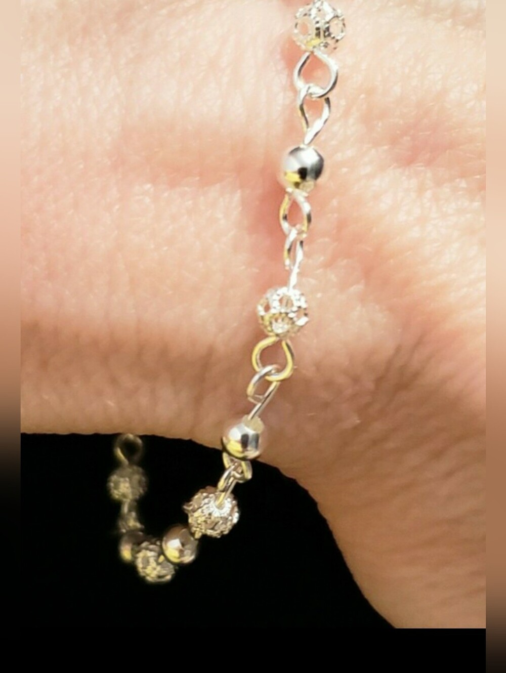 NEW Dainty  Sterling Stamp Chain Bracelet, Delicate  7-8" Beautifully Feminine!